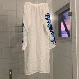 Eleven March 11 linen beach embroidered beach dress